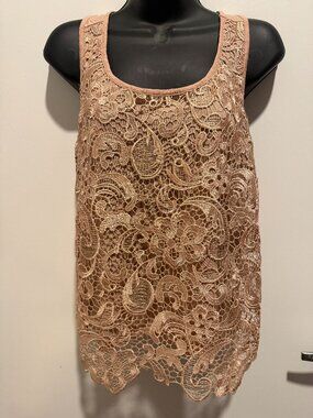 Forever 21 Mauve Lace Sleeveless Top • Size Small • Light Lining